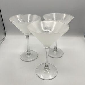Stoli Vodka Frosted Etched Martini Glasses Set of 3 – Barware